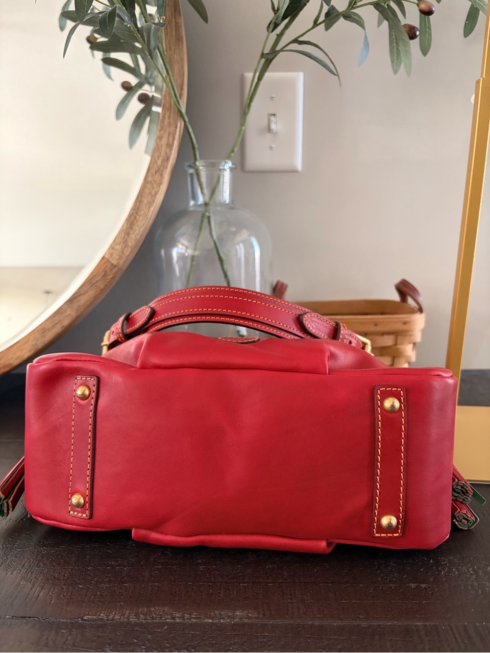 Dooney & Bourke Red Florentine Leather Teagan 30 Bag - Picture 6 of 11